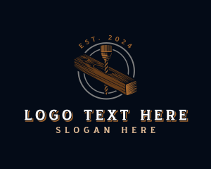Log - Wood Drill Carpentry logo design