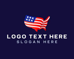National - USA Map Flag logo design