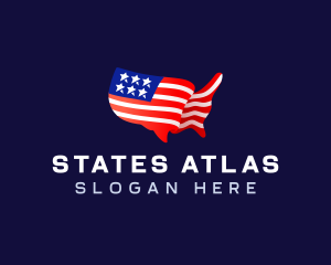 USA Map Flag logo design
