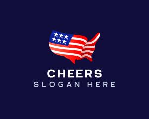 United States - USA Map Flag logo design