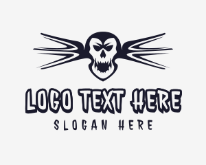 Biker Gang - Scary Skull Wings logo design