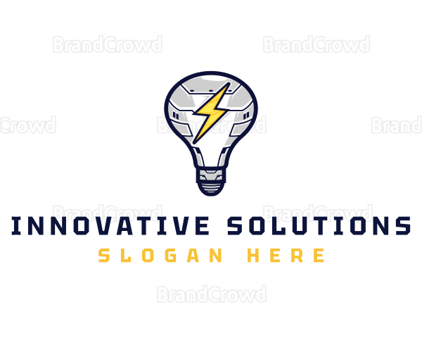 Robotic Lightning Bulb Logo