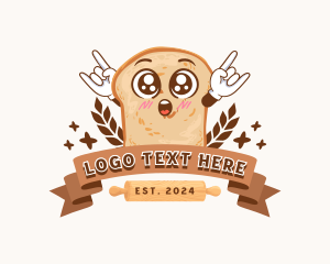 Rolling Pin - Cute Loaf Bread logo design