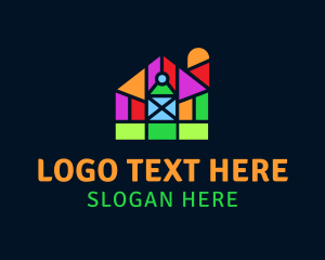 Stained Glass - Colorful Geometric Barn logo design