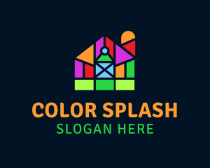 Colorful Geometric Barn logo design