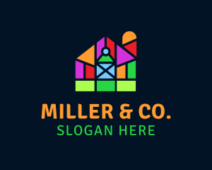 Miller - Colorful Geometric Barn logo design