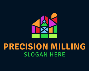Milling - Colorful Geometric Barn logo design