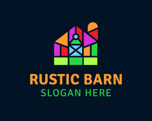 Colorful Geometric Barn logo design