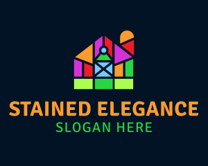 Colorful Geometric Barn logo design