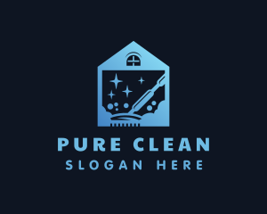 Blue Clean House Vacuum  logo design