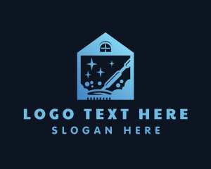Clean - Blue Clean House Vacuum logo design