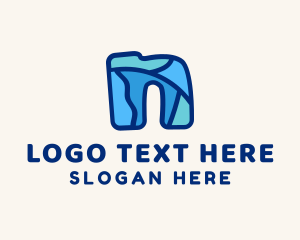 Puzzle - Blue Art Letter N logo design
