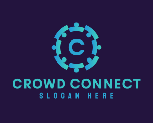 Crowd - Gradient Human Puzzle Pieces logo design