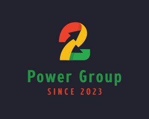 Multiple - Colorful Arrow Number 2 logo design
