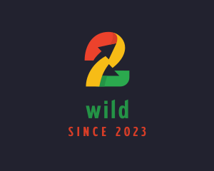 Brand - Colorful Arrow Number 2 logo design