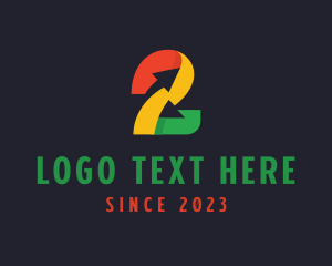 Multimedia - Colorful Arrow Number 2 logo design