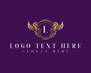 Lettermark - Luxury Stallion Pegasus logo design
