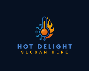 Thermometer Temperature Fire Ice logo design