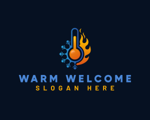 Thermometer Temperature Fire Ice logo design