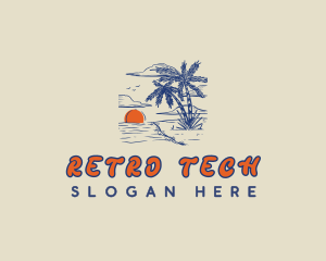 Sunset Beach Retro logo design