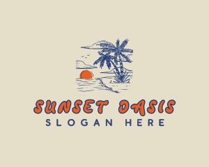 Sunset Beach Retro logo design