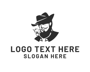 Man - Tobacco Pipe Beard Man logo design