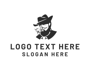 Tobacco Pipe Beard logo design