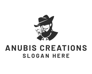 Tobacco Pipe Beard logo design