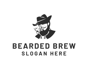 Tobacco Pipe Beard logo design