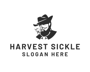 Tobacco Pipe Beard logo design