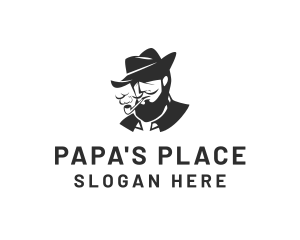 Dad - Tobacco Pipe Beard logo design