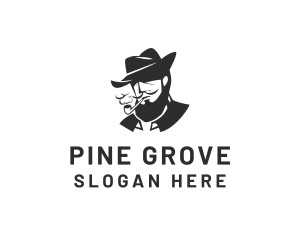 Tobacco Pipe Beard logo design