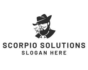 Tobacco Pipe Beard logo design