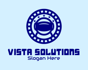 Blue Astronaut Virtual Reality logo design