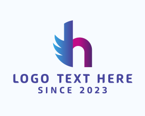 Online - Wing Courier Letter H logo design