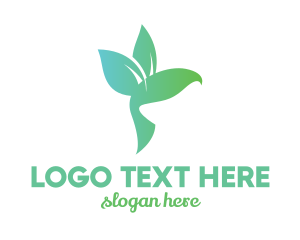 Organic - Leaf Winged Hummingbird logo design