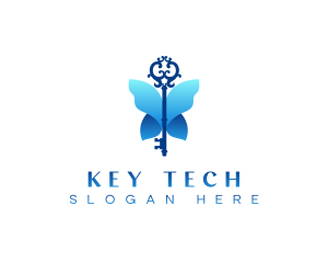 Intricate Butterfly Key logo design