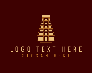 Hindu - Traditional Hindu Temple Tower logo design