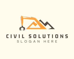 Mountain Mining Excavator logo design