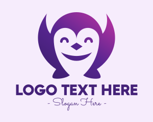 Negative Space - Happy Cute Penguin logo design