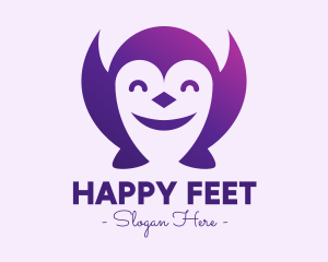 Happy Cute Penguin logo design