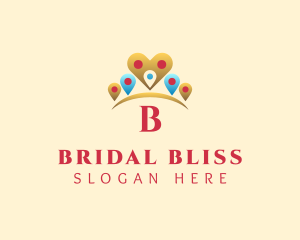 Bride - Heart Pin Crown logo design