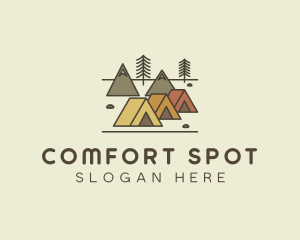 Tent Forest Camping logo design