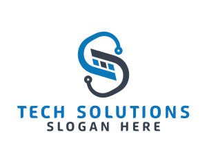 Technological - Circuit Technology Letter S logo design
