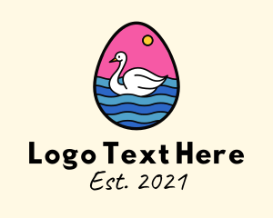 Lake - Egg Swan Swimming logo design