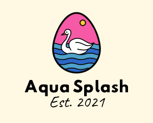 Swimming - Egg Swan Swimming logo design
