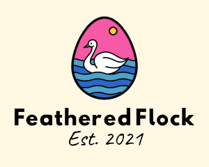 Geese - Egg Swan Swimming logo design