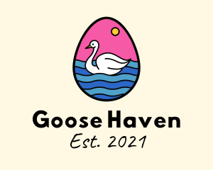 Egg Swan Swimming logo design