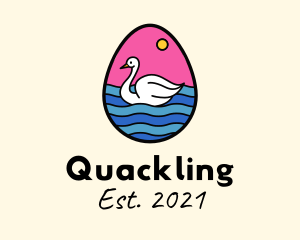 Egg Swan Swimming logo design