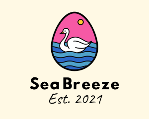 Egg Swan Swimming logo design